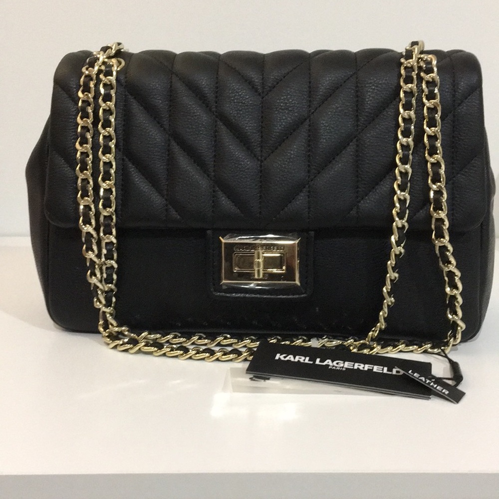 Karl Lagerfeld Paris Black Quilted Chain Bag